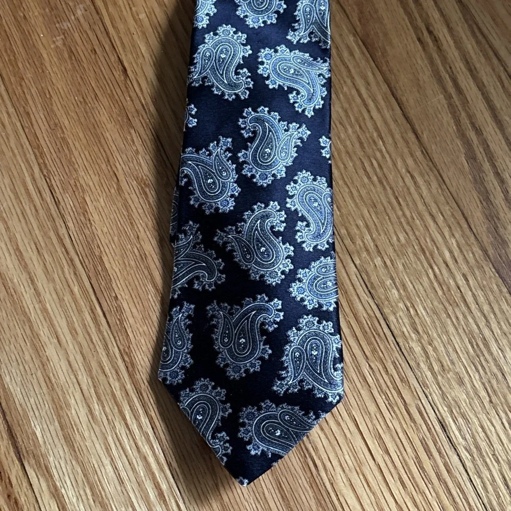 Givenchy Monsieur Silk Tie Blue Paisley Vintage Luxury Italy Necktie